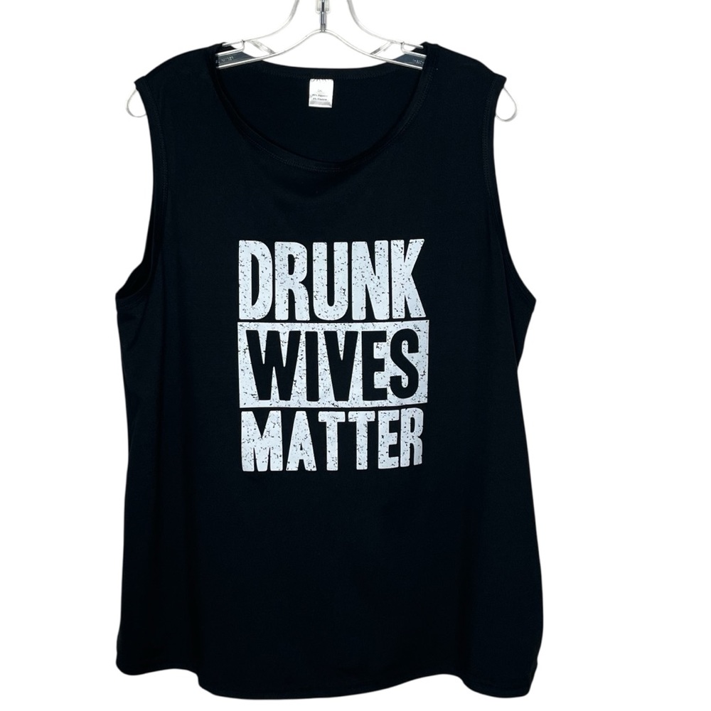 No Brand Sz 2XL Drunk Wives Matter Black Tank Top Funny Graphics